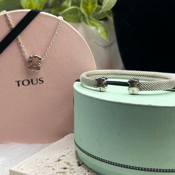 925 Silver Tous Mesh Bear Bangle and Bear Necklace Set - Picture 6 of 9